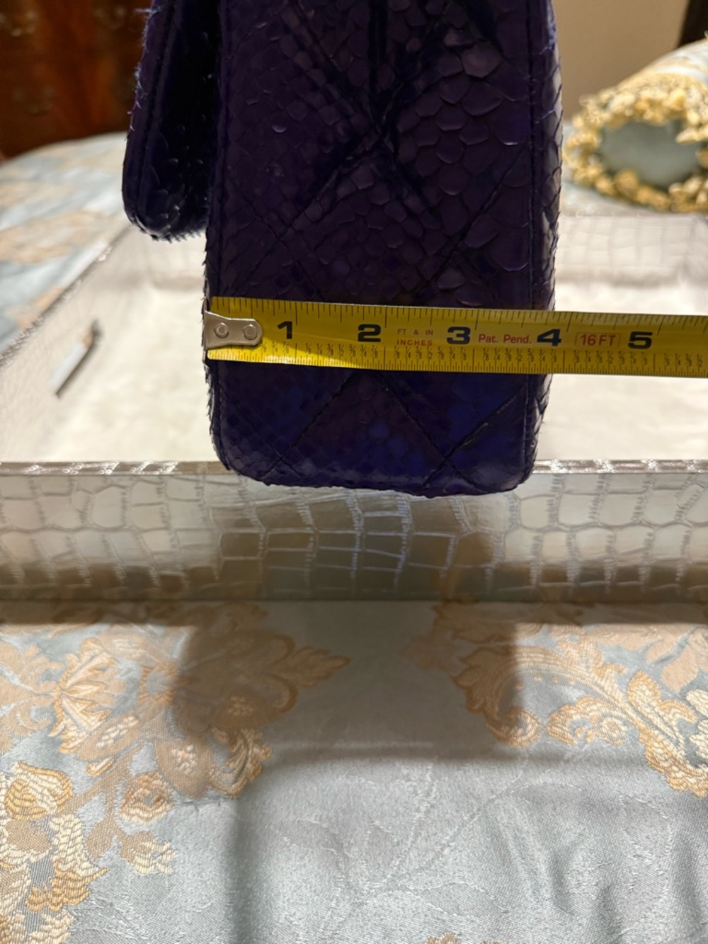 NWOT! Statement-Making Custom Made Purple Python Quilted Bag - Picture 12 of 12